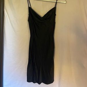 Mini silk cowl neck dress